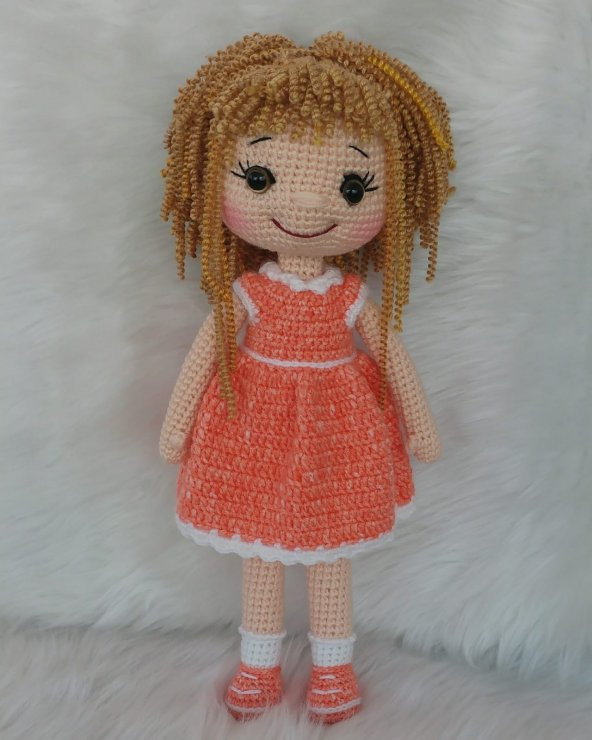 Kıvırcık Saçlı Şeker Bebek Amigurumi Organik Oyuncak