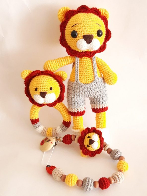 Yeni Doğan Aslan Seti Amigurumi Organik Oyuncak