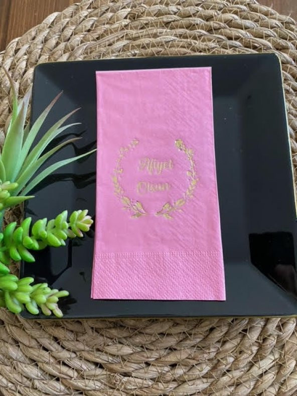 Gold Yaldızlı Pembe Afiyet Olsun Peçete