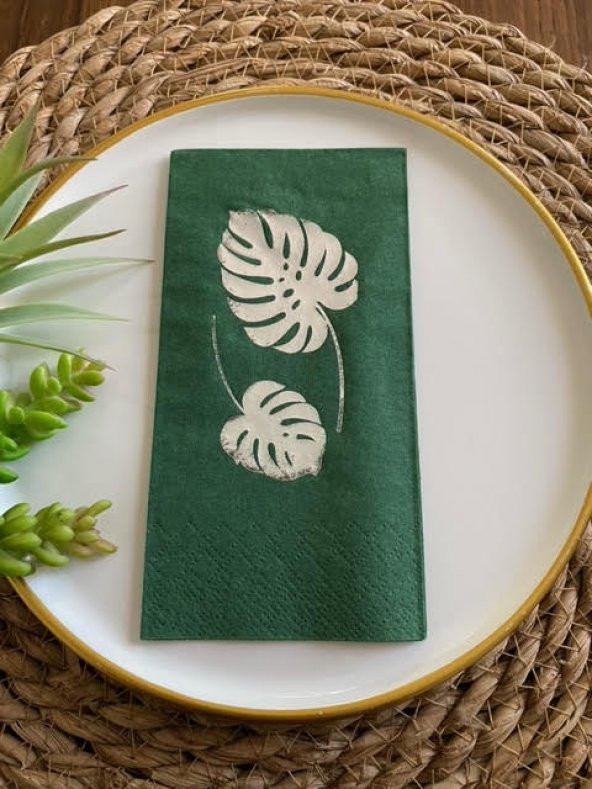 Gümüş Yaldızlı Yeşil Deve Tabanı Peçete ürün görseli 1