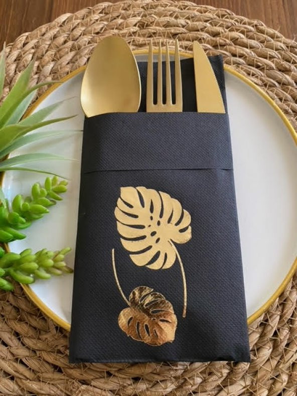 Gold Siyah Cepli Deve Tabanı Peçete 12 Adet 40x40 ürün görseli