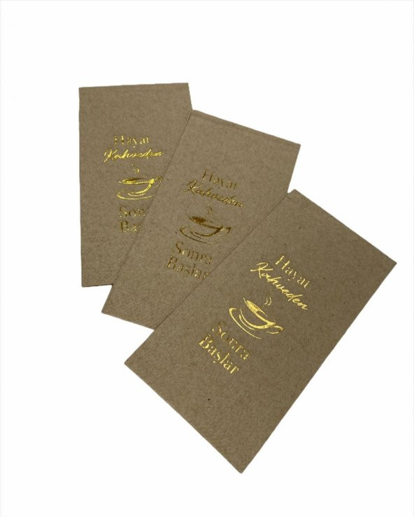 Gold Yaldızlı Kraft Hayat Kahveden Sonra Başlar Peçete 6x12 cm