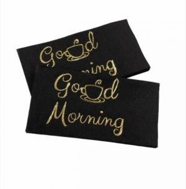 Gold Yaldızlı Siyah Good Morning Peçete 6x12 cm