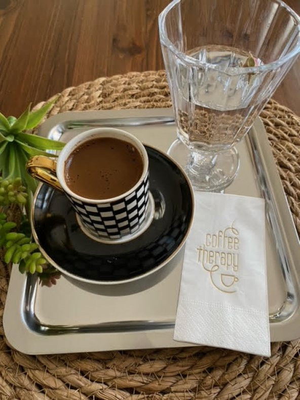 Gold Yaldızlı Beyaz Coffee Therapy Peçete 6x12 cm - Resim 2