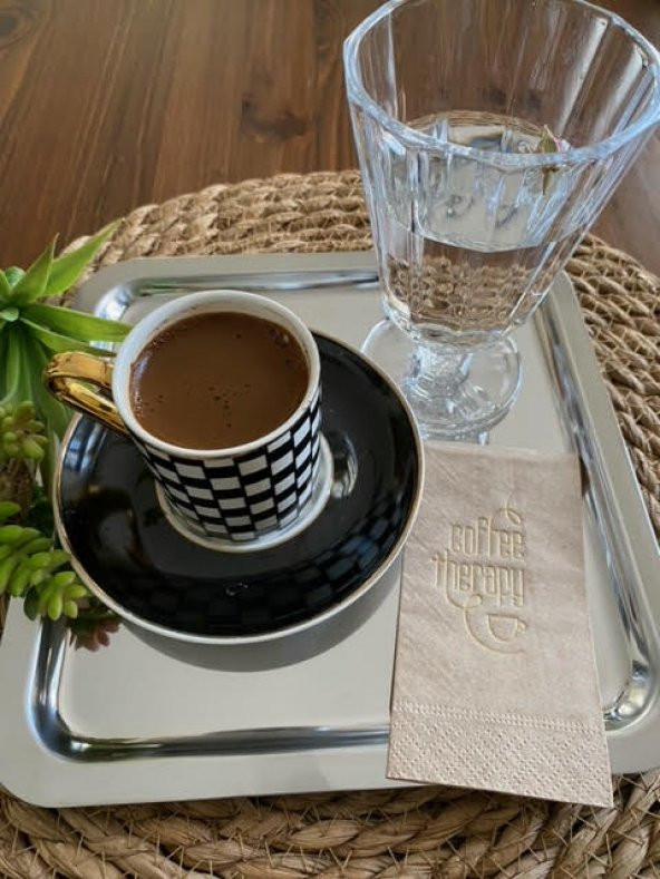 Gold Yaldızlı Kraft Coffee Therapy Peçete 6x12 cm - Resim 2