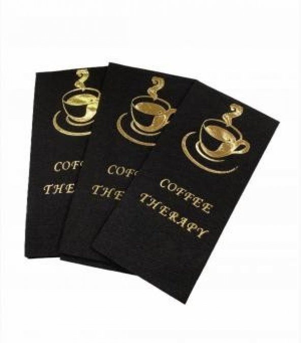 Gold Yaldızlı Siyah Coffee Therapy Peçete 6x12 cm