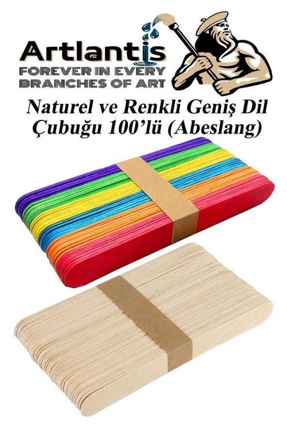 Renkli Dil Çubuğu Geniş 50 Adet Naturel Dil Çubuğu Geniş 50 Adet 1 Paket Renkli Ve Renksiz Abeslang Dil Basma Çubuğu