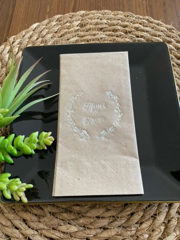 Gümüş Yaldızlı Kraft Afiyet Olsun Peçete ürün görseli 1