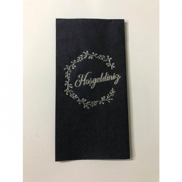 Gümüş Yaldızlı Siyah Hoş geldiniz Peçete ürün görseli 1