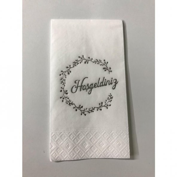 Gümüş Yaldızlı Beyaz Hoş geldiniz Peçete