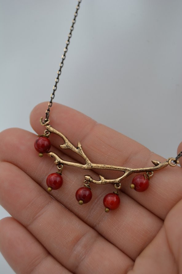 STONEAGE Kolye Mercan Taşlı Ağaç Dalı - Resim 4