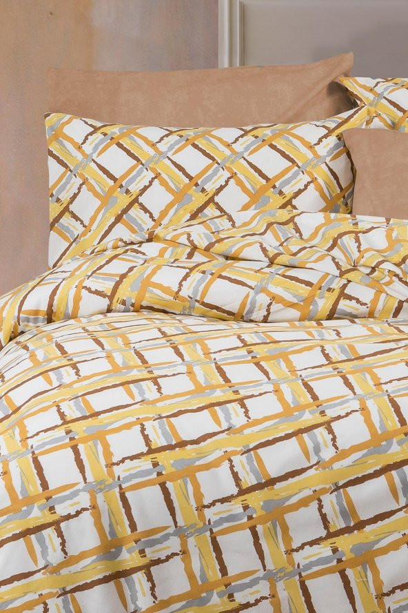 Emmy Nevresim Takımı Çift Kişilik Pamuklu 4 Parça Çarşaflı Nevresim Seti Sarı - 2