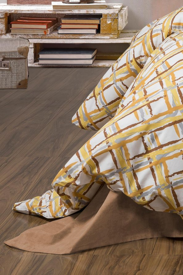 Emmy Nevresim Takımı Çift Kişilik Pamuklu 4 Parça Çarşaflı Nevresim Seti Sarı - 3