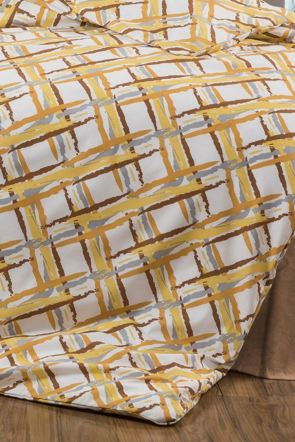 Emmy Nevresim Takımı Çift Kişilik Pamuklu 4 Parça Çarşaflı Nevresim Seti Sarı - 4