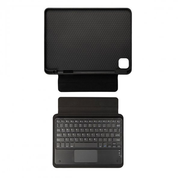 Apple iPad Pro 12.9 2021 (5.Nesil) Lopard Border Keyboard Bluetooh Bağlantılı Standlı Klavyeli Tablet Kılıfı