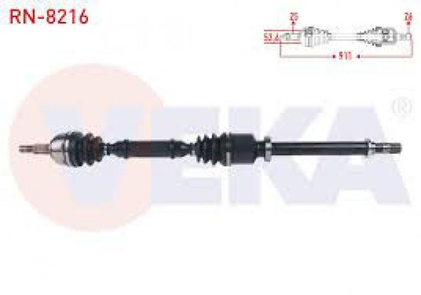 RN-8216-AKS SAG ON UZUNLUK 911mm RENAULT SCENIC II 1.6i 16v - 1.5 DCI M-T 2003-2009/ GRA