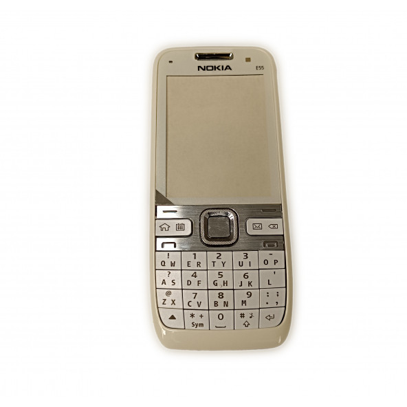 Nokia E55 Kasa Kapak Tuş Takımı E55 Uyumlu Beyaz Renk Orta Kasa Ön Kapak Arka Kapak Tuş Takımı