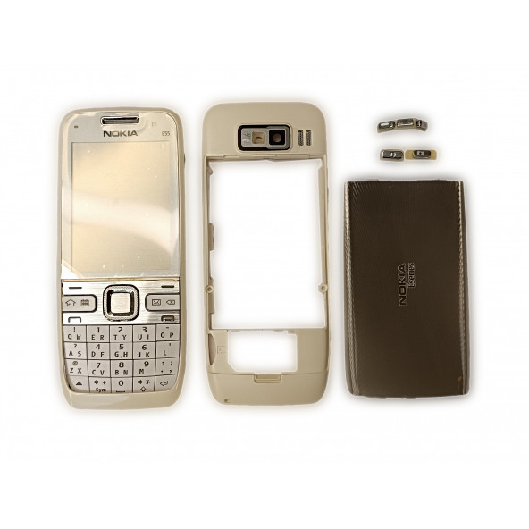Nokia E55 Kasa Kapak Tuş Takımı E55 Uyumlu Beyaz Renk Orta Kasa Ön Kapak Arka Kapak Tuş Takımı - 4