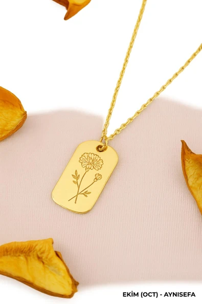 Doğum Çiçeği Kolye Doğum Ayı Çiçek Kolye Modeli 12 Ay Burç Kolye - Resim 10