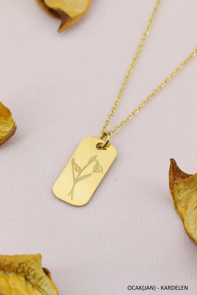 Doğum Çiçeği Kolye Doğum Ayı Çiçek Kolye Modeli 12 Ay Burç Kolye ürün görseli