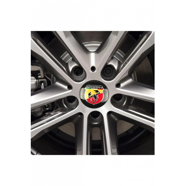 FİAT ABARTH LOGOLU PUNTO 500 JANT GÖBEK DAMLA STICKER (SİYAH-SARI-KIRMIZI) - 3