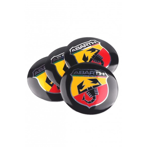 FİAT ABARTH LOGOLU PUNTO 500 JANT GÖBEK DAMLA STICKER (SİYAH-SARI-KIRMIZI) - 5