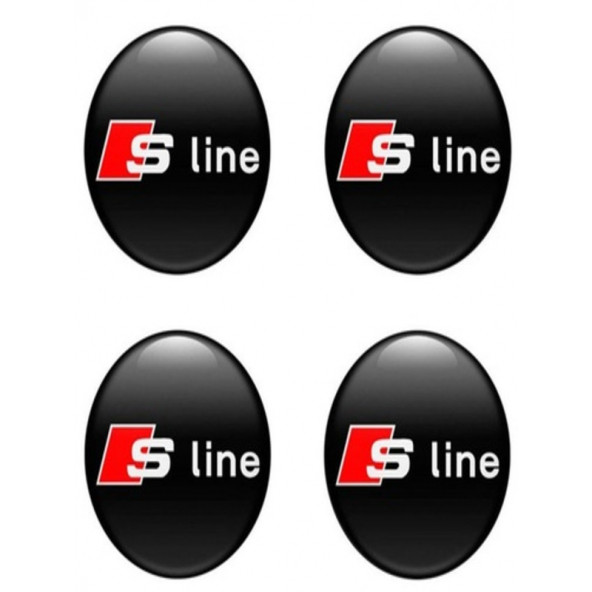 AUDI S LİNE LOGOLU JANT GÖBEK DAMLA STICKER (SİYAH-KIRMIZI) ürün görseli