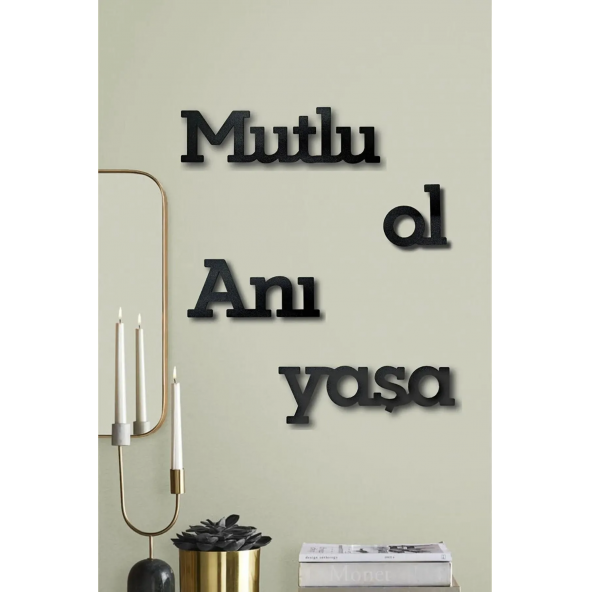 Dekoratif Ahşap Duvar Dekoru Mutlu Ol Anı Yaşa ürün görseli