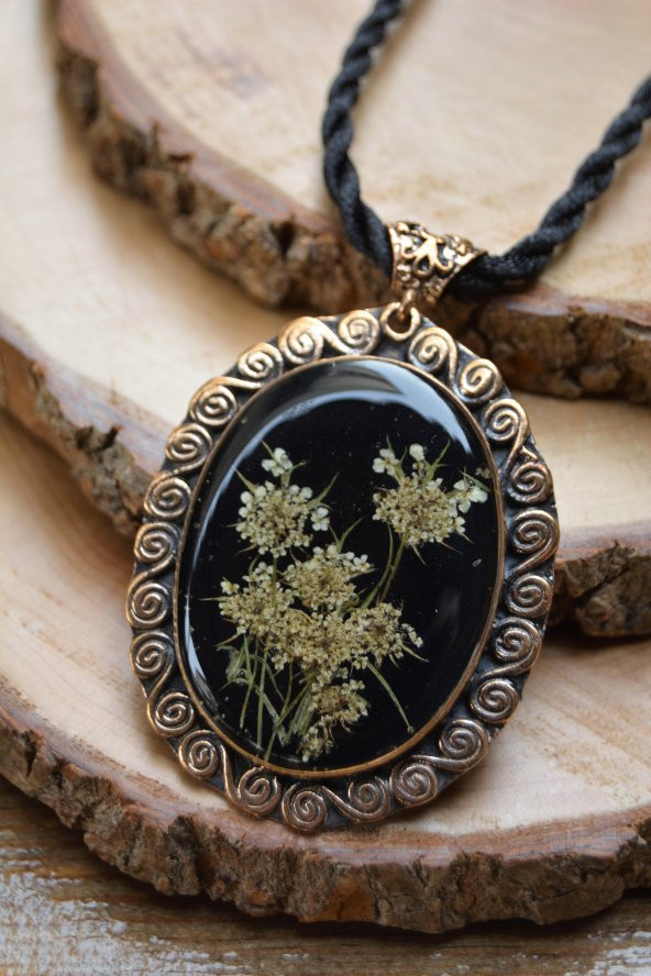 STONEAGE Gerçek Çiçek Yaşayan Bayan El Yapımı Kolye - Resim 2