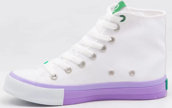BENETTON 30189 Beyaz Lila Kadın Spor Ayakkabı - 3