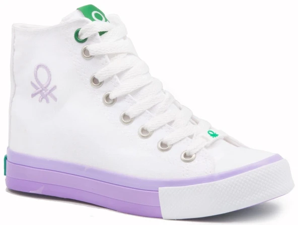 BENETTON 30189 Beyaz Lila Kadın Spor Ayakkabı