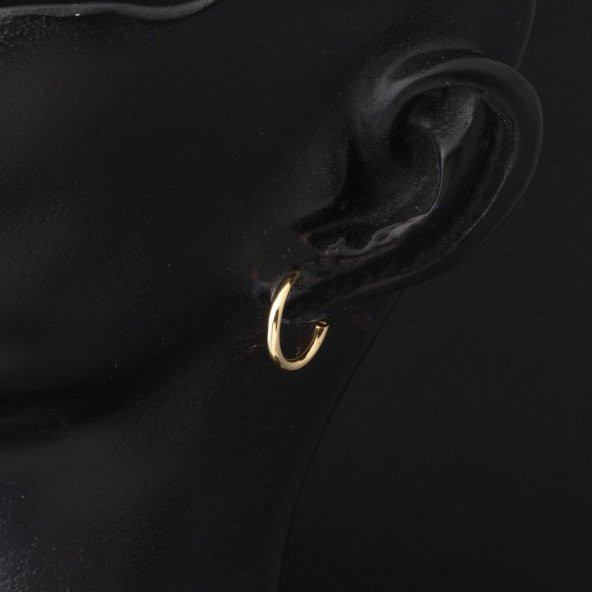 Altın Halka Küpe 14 Ayar 1 cm. Çaplı - Resim 2