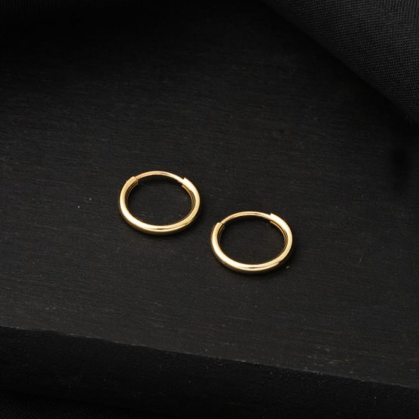 Altın Halka Küpe 14 Ayar 1 cm. Çaplı - Resim 4