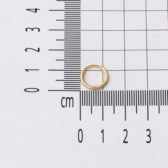 Altın Halka Küpe 14 Ayar 1 cm. Çaplı - Resim 5
