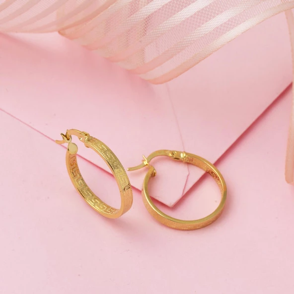 14 Ayar 2,5 cm. Çaplı Versage Halka Küpe Altın - Resim 3