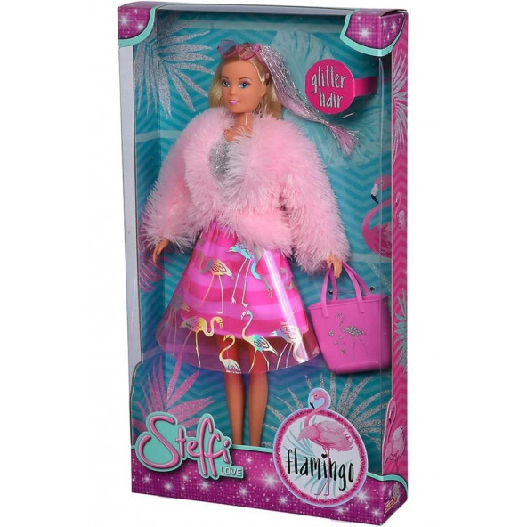 Steffi Love Bebek Flamingo Tarzı Kıyafetli, Parıltılı Saçlı, 29 Cm, Sosyetik Kıyafetli Paket Hafif Hasarlı