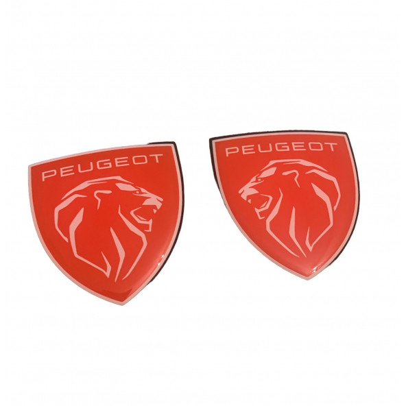 PEUGEOT YENİ NESİL 2 YAN ÇAMURLUK İÇİN DAMLA ETİKET LOGO KIRMIZI (58X63 MM) - 2