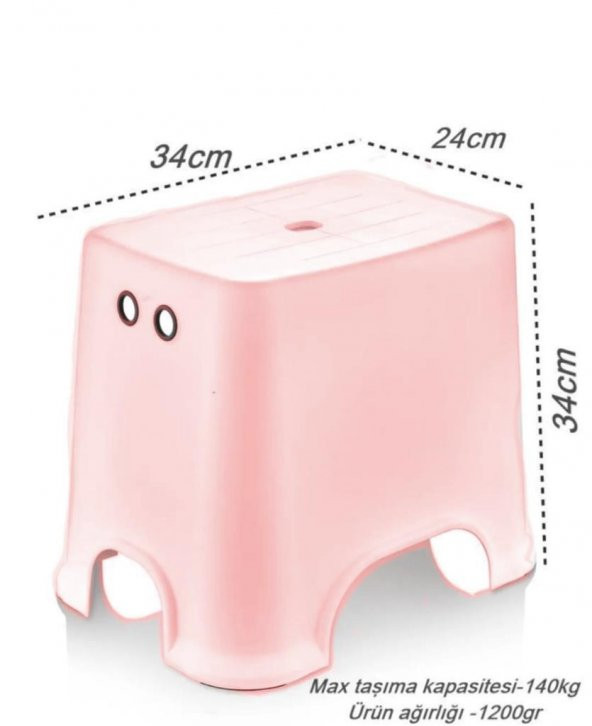 Geseus Banyo Taburesi Çok Amaçlı Tabure Kaymaz Ayakalı Max-140kg Taşıma Kapasitesi-Pembe-5171-84P - 3