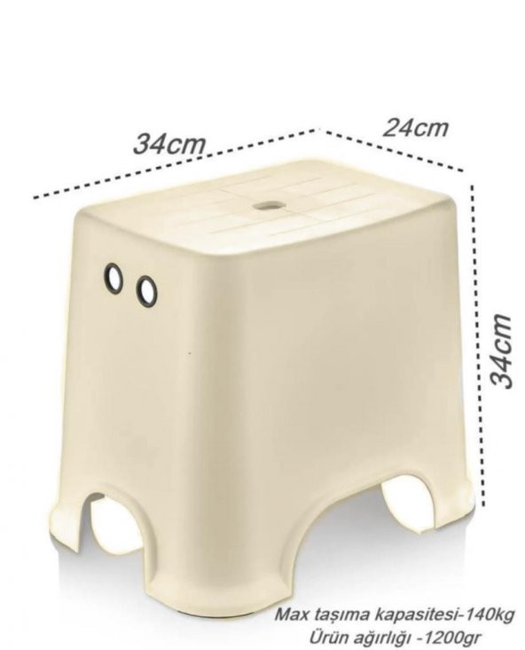 Geseus Banyo Taburesi Çok Amaçlı Tabure Kaymaz Ayakalı Max-140kg Taşıma Kapasitesi-Bej-5171-84B - 2