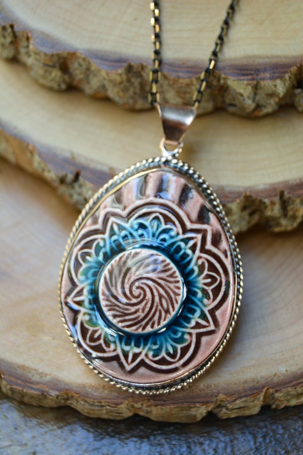 STONEAGE JEWELLERY Özel Tasarım Çini Bayan Kolye - Resim 2