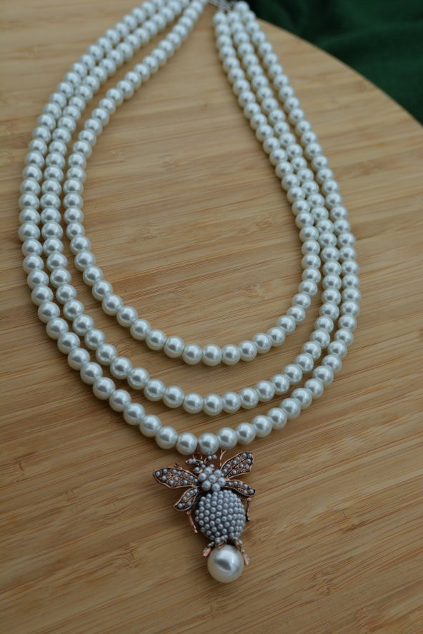 STONEAGE İncili Bayan Kolye Zirkon Taşlı Arı Figürli ürün görseli