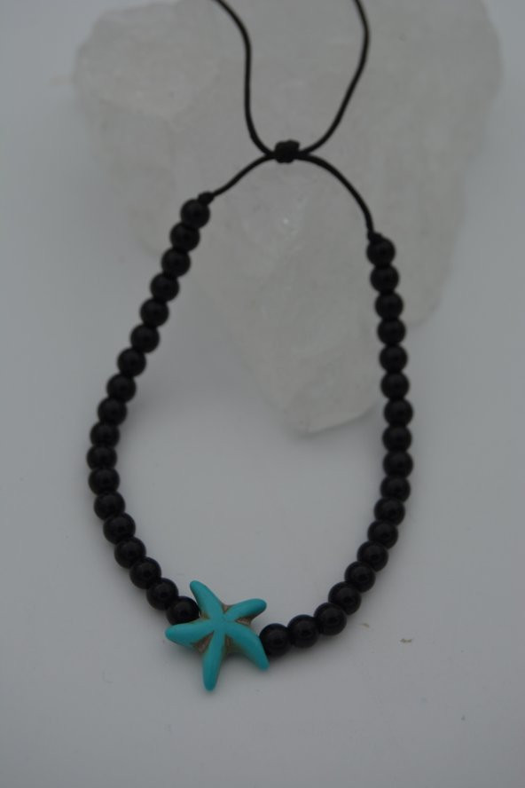 STONEAGE Oniks ve Turkuaz Metalsiz Bileklik Antialerjik - Resim 2