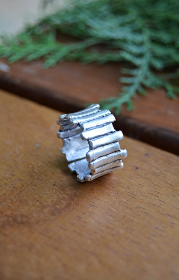 STONEAGE Antik Gümüş Ayarlanabilir Unisex Bohem Yüzük - Resim 3