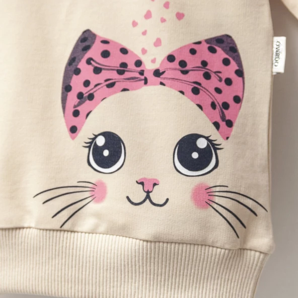 Jolbaby Kedicik Detaylı Kız Çocuk Sweatshirt Bluz - 3