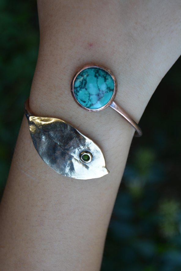 STONEAGE Turkuaz Taşlı Tasarım Bayan Bileklik - Resim 3