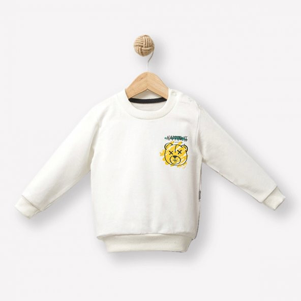 Jolbaby Ayıcık Desenli Erkek Bebek Sweatshirt Bluz