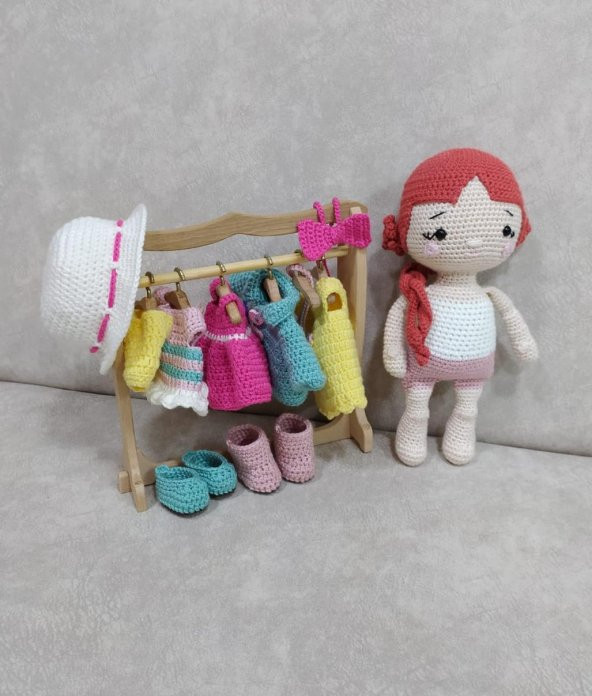 Elina Bebek ve Kıyafetleri Amigurumi Organik Oyuncak