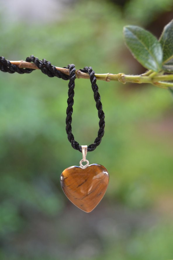 STONEAGE Kaplan Gözü Doğal Taş Kalpli Bayan Kolye ürün görseli