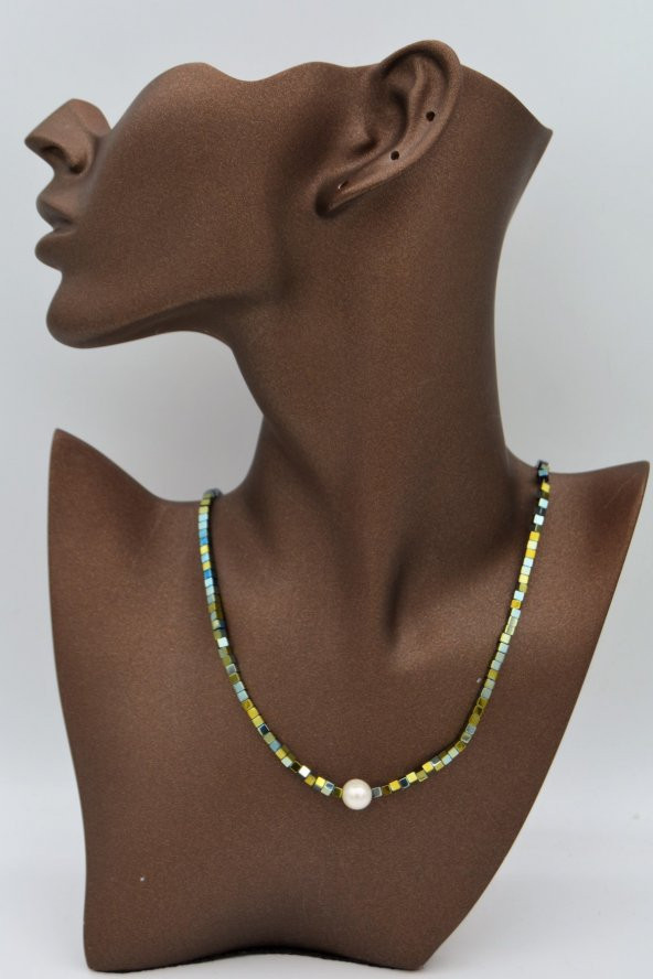 STONEAGE Hematit ve İnci Taşlı Şifa Kolyesi - Resim 2