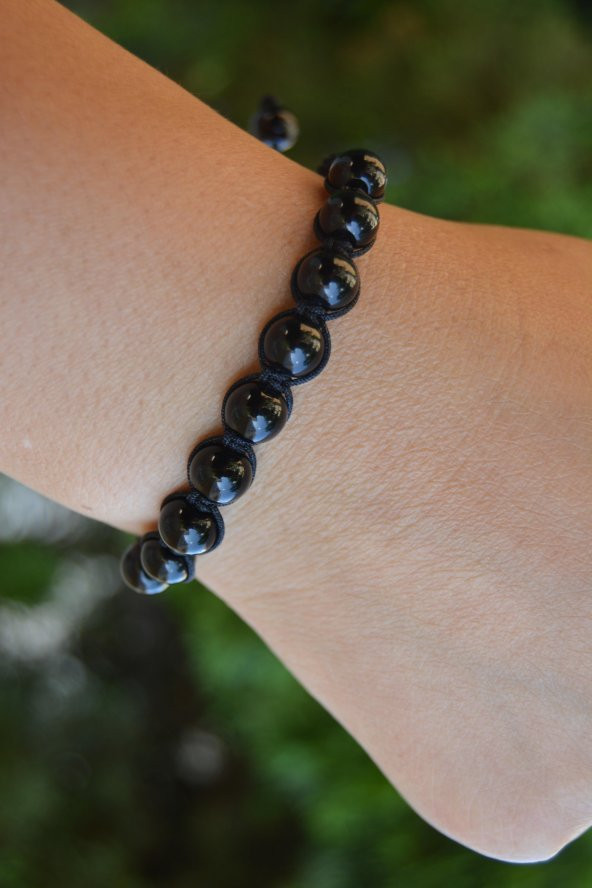 STONEAGE Oniks Taşlı Siyah Makrome Bay Bayan Bileklik